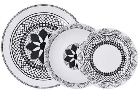 La Bouchée By La Cartuja De Sevilla Medina Vajilla Porcelana 18 Piezas - 6 Personas Porcelana Apto Microondas Apilable