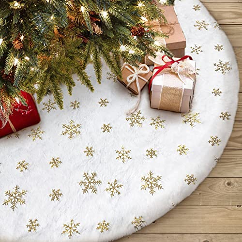 Fayavoo Weihnachtsbaum Decke 90cm Weiß Kunstpelz Weihnachtsbaum Rock Weich Xmas Baum Rock für Urlaub Winter Weihnachten Dekorationen