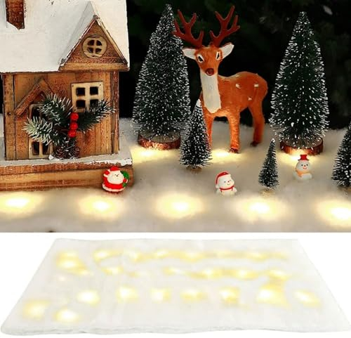 LED-Weihnachts-Schneedeckenrolle mit Lichtern, beleuchtete Schneedecke mit LED-Lichterketten, batteriebetriebener Tischläufer, Tischdecke, Foto-Requisiten für Weihnachtsdekoration