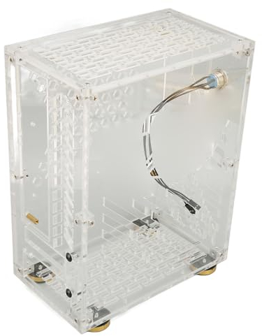ITX-Gehäuse, PC-Gehäuse, Unterstützt ITX-Motherboard, 4,3 L, Klare Acrylplatte, 360-Grad-Kühlung, Gepolsterte Fußpolster für Flex 1U Power 2,5-Zoll-SSD (Transparent)