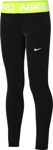 Nike Mädchen Full Length Tight G Np Legging, Black/Volt/White, DA1028-011, XS