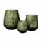 Loberon Windlicht 3er Set Vitas, mundgeblasen, von Hand geschliffen, traditionelle Bauernsilber-Technik, Indoor wie Outdoor, Kerzenhalter, Glas, antikgrün