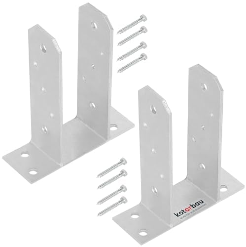KOTARBAU® 2 Stk. Pfostenträger 70 mm TT Feuerverzinkt Stahl Pfostenträger zum Aufdübeln Betonanker für Pfosten Holzpfosten Pfostenschuh Pfostenanker Zaunpfosten Metall Bodenfuß für Vierkantholzpfosten