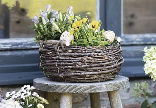 Pflanzkorb Birkenreisig groß Ø 30 cm, Pflanzschale, Blumentopf, Pflanztopf, Pflanzgefäß