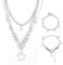 Mikovivi Y2k Stern Halskette mit 2stk Armbändern, Silberne Y2k-Grunge-Halskette mit Stern Ästhetischer Emo Vintage Schmuck Süße Halskette mit Armband Y2k-Grunge-Accessoires für Frauen und Mädchen