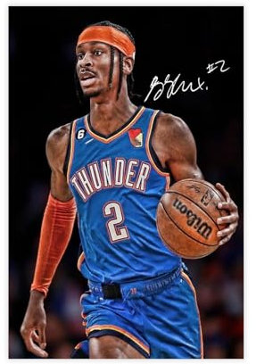 GJHTQLP Shai Gilgeous-Alexander-Poster auf Leinwand, Wandkunst, Dekordruck, Bild Gemälde für Wohnzimmer, Schlafzimmer, Dekoration, 30 x 45 cm