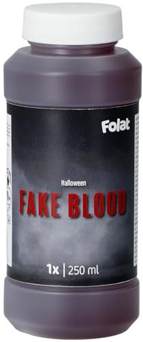 Folat 23923 Décoration-Peinture pour le visage-Faux sang-Halloween-Flacon 250 ml, Rouge