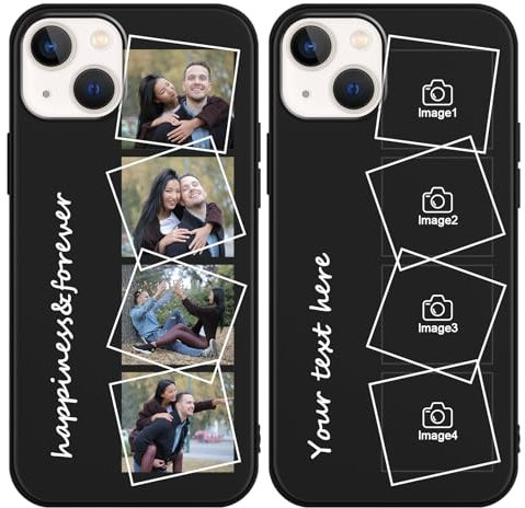 ZhuoFan Personalisierte Handyhülle für iPhone 15 6,1, Personalisiert Schutzhülle mit Eigenem Foto Bild Text Selbst Gestaltet Schwarz Silikon Stoßfest Individuelle Custom Case