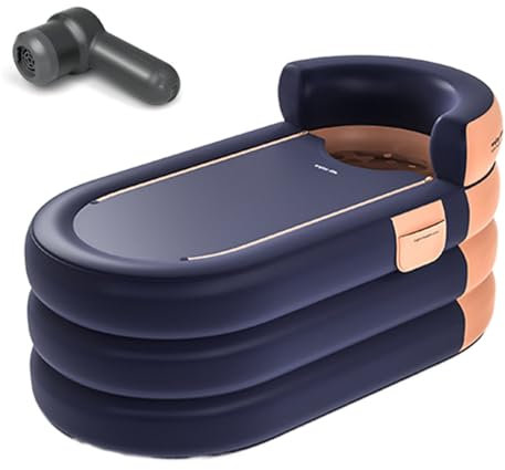 Bañera Inflable Plegable Portátil con Bomba de Aire Eléctrica, Bañera Inflable para Adultos de 65 Cm de Profundidad con Cremallera, Ideal para Baño de Hielo Caliente, Diseño de Drenaje Rápido