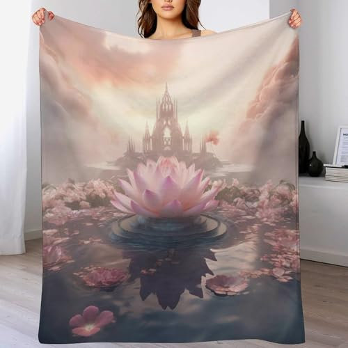 AAPZY Lotus Wohndecken Decken Flannel Decke Wickeln Strand Handtuch Teppich Teppich Picknick Weich Für Schlafzimmer Sofa Outdoor Vier Jahreszeiten (150×200cm)
