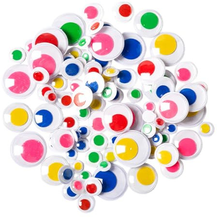 WUSJCOF 100 Stück Wobble Eyes Self-Adhesive Round, Plastic Craft Eyes, Self-Adhesive Lenses Stickers for DIY Scrapbooking Craft Doll Accessories (20mm) (Black White)