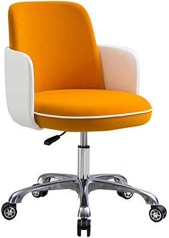 GLJTUO Bürostuhl, Drehstuhl, ultraweich, PU-Leder, gepolstert, 360° drehbar, moderner Schreibtischstuhl, höhenverstellbar, Heimschreibtischstuhl, Gelb