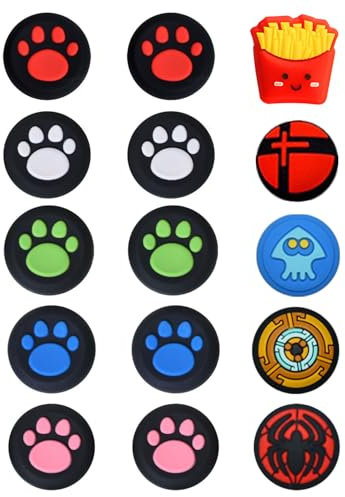 FDCGAS 15 Stücke Joystick Kappen switch,Thumbstick Kappen Grip Joystick Abdeckung Joystick Kappen Switch Analog Stick Kappen Thumb Grip Caps Silikon Daumengriffkappen In Karikatur für Controller