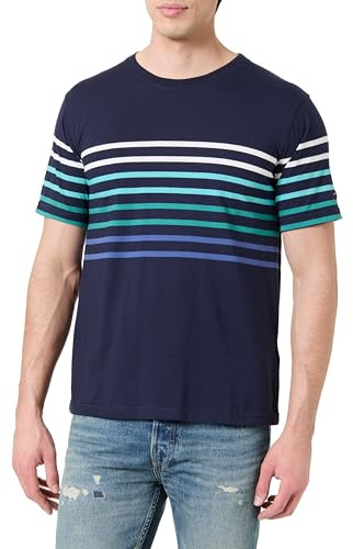 Armor Lux Kurzärmliges T-Shirt, gestreift, aus Leichter Baumwolle, Rundhalsausschnitt, Herren, Marineblau Deep/Multicol E25, L