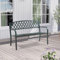 casa.pro Gartenbank Opsasar Dunkelgrau mit grüner Patina für 2-3 Personen Stahl 127 x 54 x 88 cm Gartenmöbel Sitzbank mit Rückenlehne witterungsbeständige Bank für Außenbereich