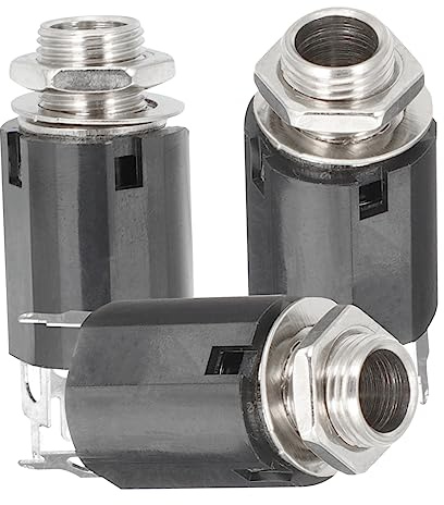 Stereo Buchse 6,35mm für Akustikgitarre, 3 Stück Schwarz | Composite Kunststoff, Einfache Montage im Selbstgemacht Projekt, Passend für 6,35-mm Audiostecker