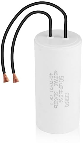 CBB60 450V 50uf Condensateur de Démarrage, 50/60HZ Cylindrique Suppression Condensateurs Démarrages Fonctionnement Microfarad avec Fils M8 pour Moteur électrique sèche Linge Pompe Piscine Climatiseur
