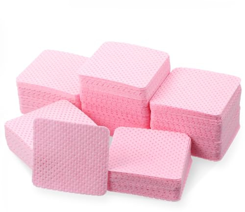 Guduling 1000pcs Lint Free Nail Wipes,Disposable Lint Free Wipes for Nails | Disposable Lint Free Pads for Clean Finish Gel Nail Polish,Soft Absorbent Nails Wipe for DIY Nails,5 X 5 cm,Pink