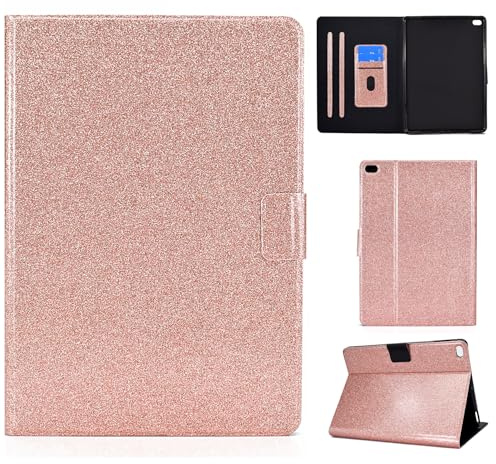 DayQiQiPu Cover per Apple iPad (6a/5a Gen, 2018/2017)/Air 2/Air (9,7 Pollici) Leggera Custodia Motivo Glitterato Custodie con Supporto Caso Ribaltabile Portafoglio e Auto Sleep/Wake, Oro rosa