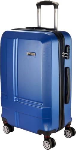 BRUBAKER Hartschalenkoffer New York - Erweiterbarer Hartschalen Reisekoffer mit Zahlenschloss, 4 Rollen und Teleskopgriff - ABS Koffer 43 x 66,5 x 28,5 cm - Rollkoffer (L - Dunkelblau)