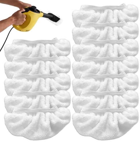 12 Pcs Universal Steam Mop Pads,Washable Microfibre Cleaning Cloths for Steam Cleaners,Reusable Steam Cleaner Accessories for Upholstery,Floors,Glass,Walls(White)