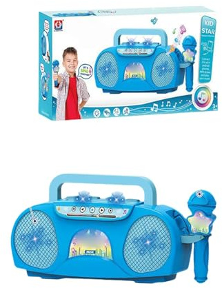 Studio Micro Karaoke Enfant,Enceinte Karaokes Micro sans Fil,Micro Karaoke avec Éclairage LED Amusant et Haut Parleur Intégré, Parfait pour Les Chanteurs (B)