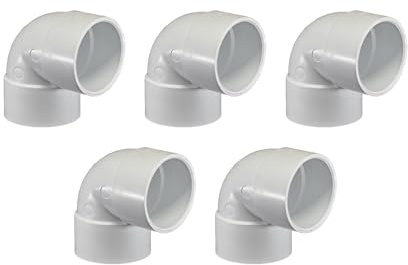 HULTHOR 40mm Solvent Weld Elbow, 90 Degree Waste Pipe Bend, Plastic Solvent Weld Fitting for 40mm Waste Pipe, Black/White (White – 5 Pack)