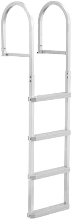 VEVOR Removable Dock Ladder, 4 Steps, Aluminum Alloy Pontoon Boat Swim Ladder, with Non-Slip Wide PP Steps, 500 lbs Weight Capacity, Quick Release Design, for Lake Swimming, Pool, Marine Boarding