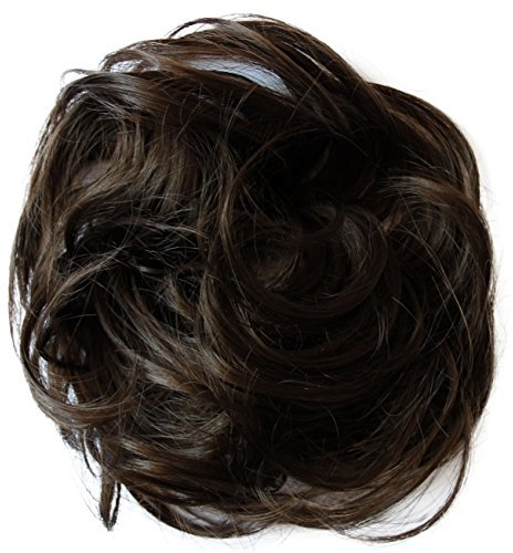 CAISHA Haargummi Bella Hochsteckfrisuren Haarteil Hochzeitfrisuren Voluminös Leicht Gewellt Hitzebeständige Kunstfaser DM17cm Braun G4B