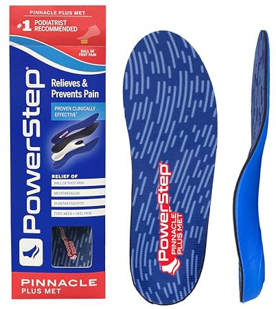 Powerstep Pinnacle Plus Ball of Foot Pain Relief Orthotics - Shoe Inserts for Metatarsalgia, Arch Support, and Morton's Neuroma Pain Relief - Shoe Insoles with Metatarsal Pad (M 8-8.5, F 10-10.5)
