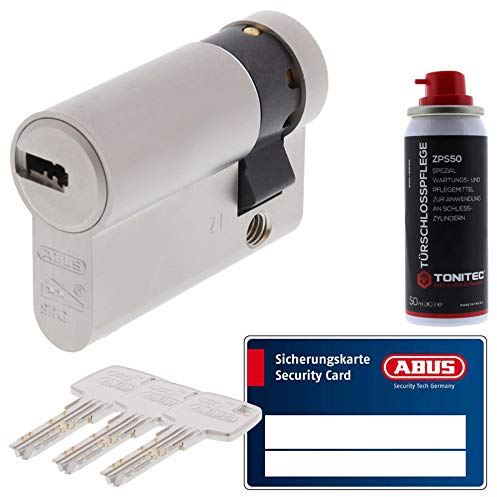 ToniTec Abus EC-660 Cylindre de porte + carte de propriété et 3 clés Débrayable Fermeture différente Cylindre double et à bouton Spray d'entretien de 50 ml de ToniTec fourni