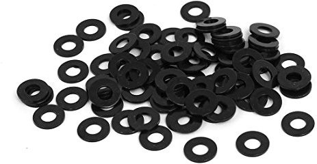 sourcing map Zinguée Plate Rondelle Entretoise Attache M4 x 9mm x 0,8mm Noir 100Pcs