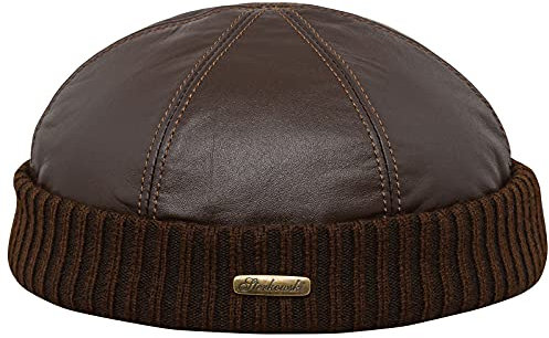 Sterkowski Leder Dockermütze Wintermütze Beanie 57 cm Braun