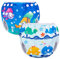 Luxja Schwimmwindel wiederverwendbar (2 Stück), Baby Schwimmhose Verstellbarer, Waschbar Schwimmwindel für Baby (0-3 Jahre), Wale + Fische