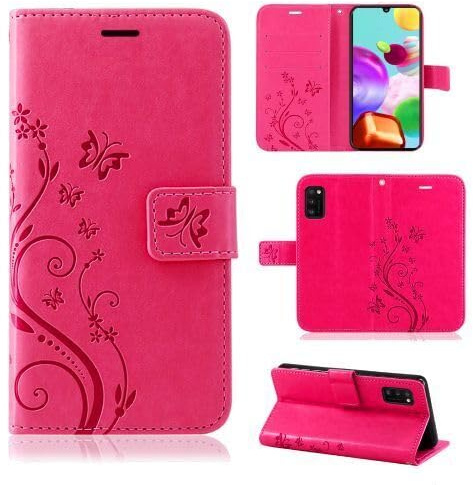 Hülle Kompatibel mit Samsung Galaxy S9+ | Premium PU Leder Handyhülle Wallet Case für Galaxy S9+ | Schutzhülle Blumen Klapphülle Handyhülle | Pink