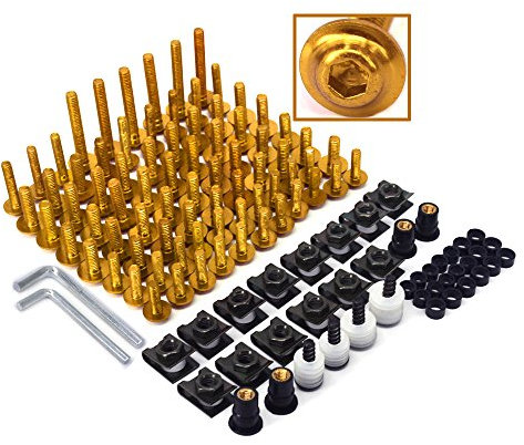 Kit completo di bulloni, viti, dadi e clip di fissaggio universali per carrozzeria per il parabrezza delle moto in alluminio billet lavorato a macchina a controllo numerico