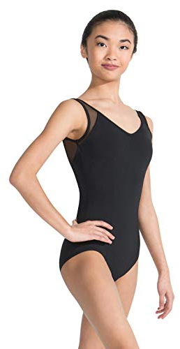 Capezio 126 Meryl V-Neck Tank Leotard Lycra, Schwarz, L