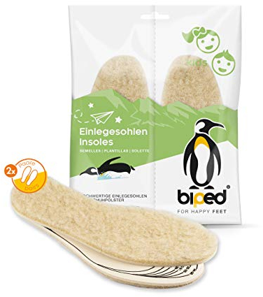 biped 2 Paar Wollsohlen aus Lammwolle und Filz - Extra dicke, wärmende Winter Einlegesohlen für Damen- und Herrenschuhe z1004(35)