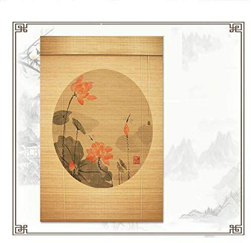 GDMING Corded Bamboo Blinds Roller Window Shades With Valance Classic Japanese Style Decoration Blackout Curtain Light Filtering for Living Room Office, 52 Sizes (Color : A, Size : 70×120cm)