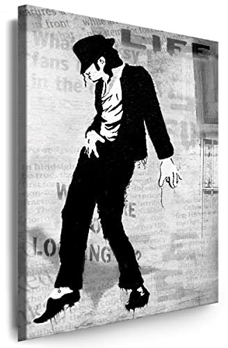 Myartstyle - Bilder Banksy Michael Jackson Musik Graffiti Street Art 150 x 100 cm Leinwandbilder Xxl - 1 Teilige Wandbilder Kunstdrucke w-a-2040-156