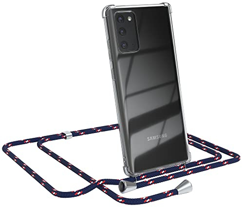 EAZY CASE Handykette kompatibel mit Samsung Galaxy Note 20 / Note 20 5G Handyhülle mit Umhängeband, Handykordel mit Schutzhülle, Silikonhülle, Hülle mit Band, Stylische Kette, Navy Camouflage
