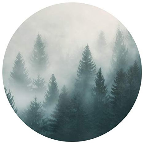 Runde Tapete selbstklebend - Nadelwald im Nebel 50x50cm
