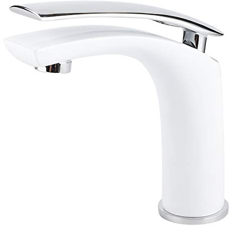 AYNEFY Wasserhahn Bad Waschtischarmatur Warm und Kalte Einhebelmischer Sp¡§1ltisch Armatur mit Wei?es Keramikdesign Sp¡§1lbecken Mischbatterie Badarmatur f¡§1r Badezimmer Toilette Waschbecken