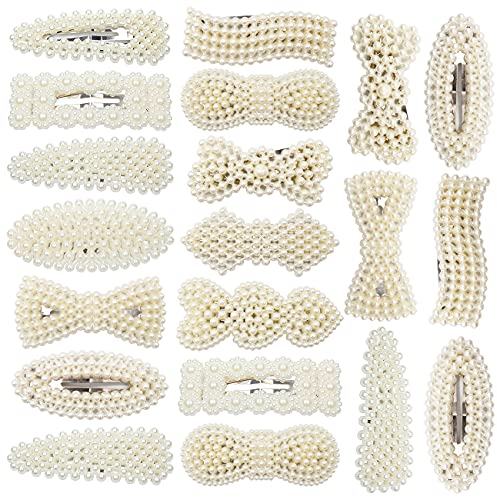 Perle Haarspangen,Saijer 20 pcs Mode Haar Pins Verschiedene Haarspangen Künstliche Perle Haarspangen Accessoires für den Täglichen Gebrauch für Partyhochzeiten von Frauen und Mädchen