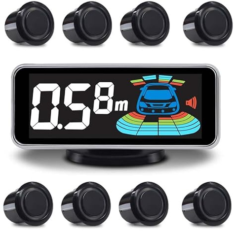 ELSNU Backup Parktronic System Car Auto Vehicle Reverse with 8 Parking Sensors kit Distance Detection LCD Distance Display Sound Warning …