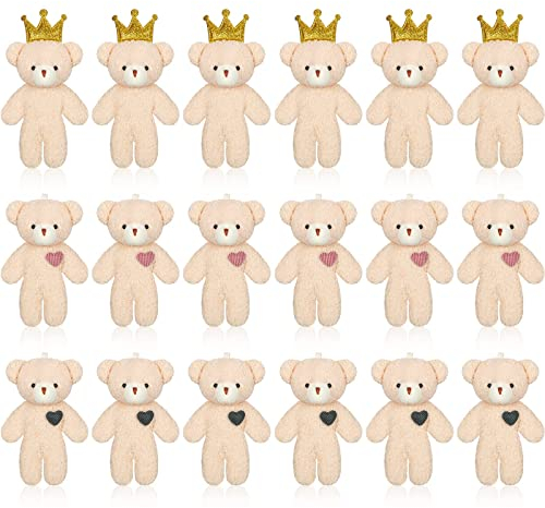 Kasyat 18 Stück Mini Bär Spielzeug 4,7 Zoll Klein Kuscheltier Bär Gelenk Bär Weich Bär Puppe für DIY Schlüsselanhänger Geburtstag Hochzeit Weihnachten Dekoration Gastgeschenk (Gemischter Stil)