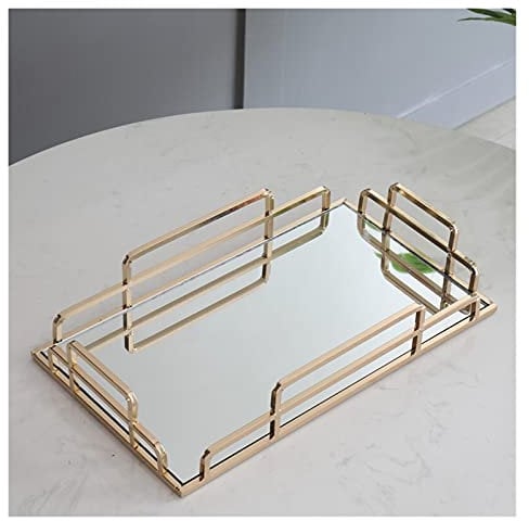 WKXCTS Bac de Rangement Miroir Cadre plaqué Or Creux de Salon décoratif de la Vaisselle de la Vaisselle d'après-midi (Color : L)