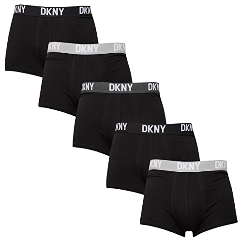 DKNY Portland Mens Boxers Shorts Multipack | Pack Of 5 Cotton Boxers For Men | Soft Breathable Trunks, Premium Cotton Fabric | Mens Underwear Trunks | Ideal Gifts For Him, Black, XL