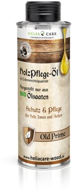 HeliaCARE Holzöl - BIO Holz Öl Old Prime für Kenner des Mittelalters. Leinöl (Firnis) Holzlasur Innen und Außen (250ml)