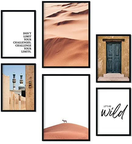 Nacnic Set 6 Marokko Wüste Plakate - Wandbild Kunstdruck Deko Posters & Prints - Inneneinrichtung im Kunstgalerie - A3 und A4 - ungerahmt